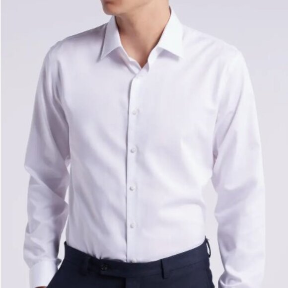 Smartcare™ Wrinkle Free Herringbone Trim Fit Dress Shirt - Picture 3 of 12